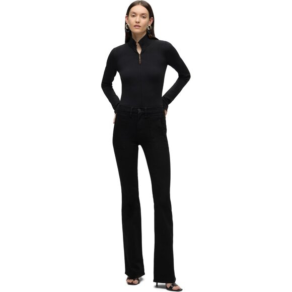 Women's Bootcut Jean High Rise Stretch Denim Flared Slim Fit Black 28 - Picture 7 of 11